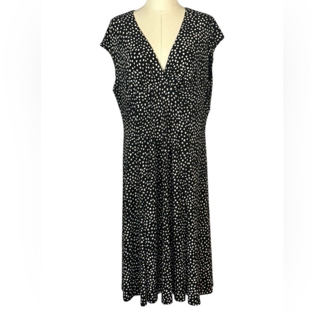 Chaps Black Mini‎ Dress w/ White Polka Dots (Size XL)
